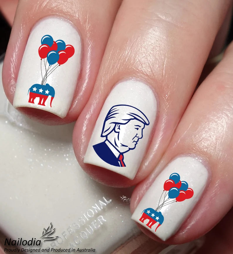 Republican Party Support Nail Art Decal Sticker (28 Decals per sheet)