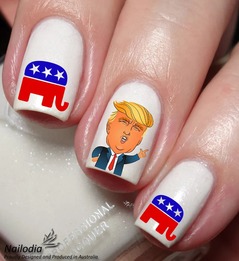 Republican Party Support Nail Art Decal Sticker (28 Decals per sheet)